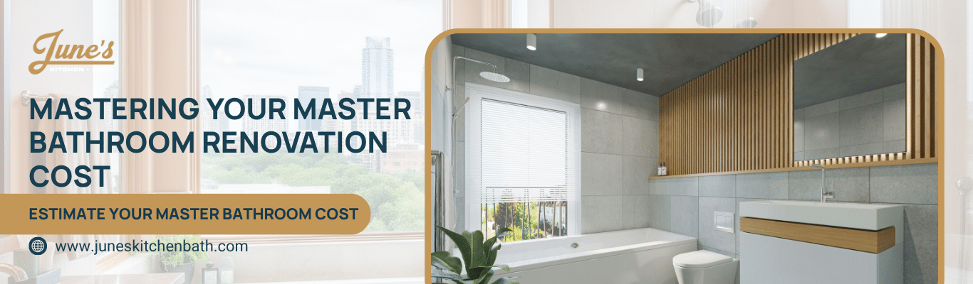 Master bathroom renovation cost banner for June's Kitchen & Bath